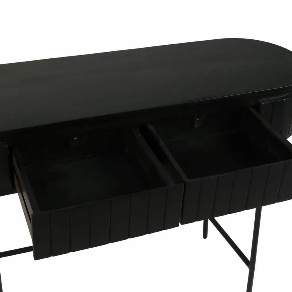 Sagebrook Home 45x32 Mango Wood Ribbed Cabinet, Black