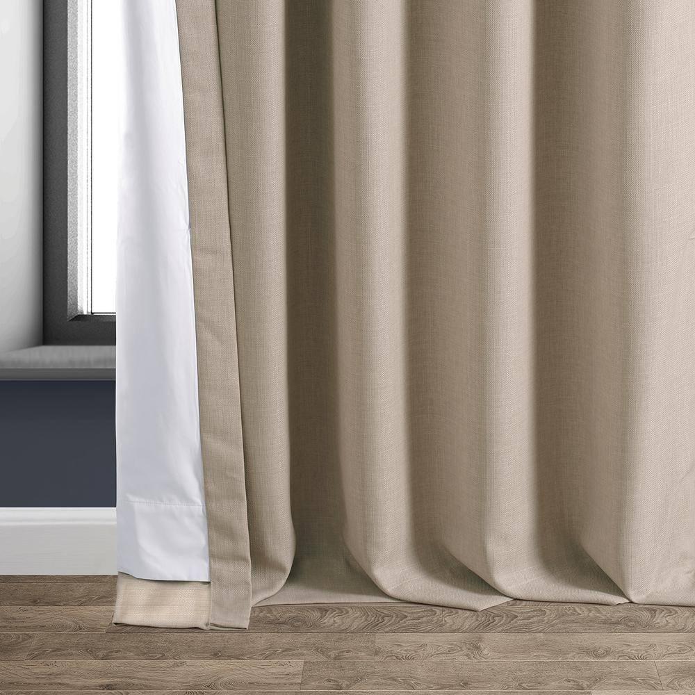 HPD HALF PRICE DRAPES Solid Thermal Insulated Blackout Curtains for Bedroom 84 Inches Long Curtain (1 Panel) Signature Blackout Linen Window Curtains for Living Room, 50W x 84L, Safari Tan