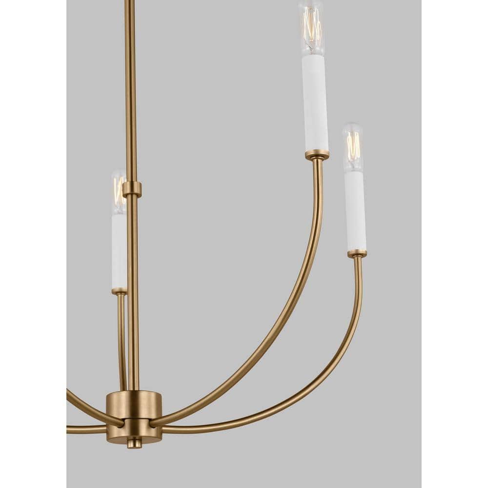 Elegant Satin Brass 5-Light Chandelier with Clear Silver Accents