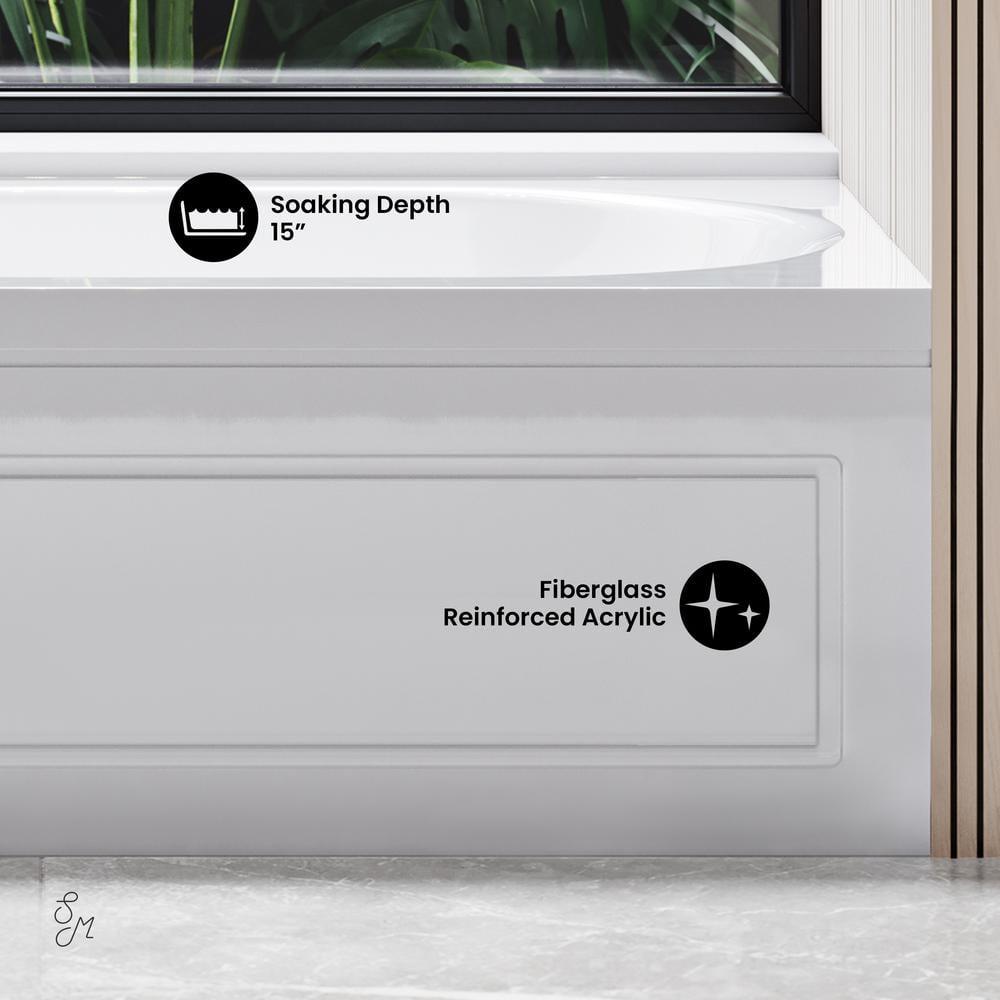 Concorde 60" x 32" Acrylic Glossy White, Alcove, Integral, Apron Bathtub