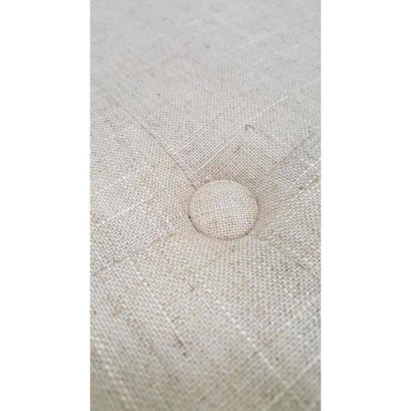 Champagne Nailhead Trim Beige Linen Blend Accent Bench
