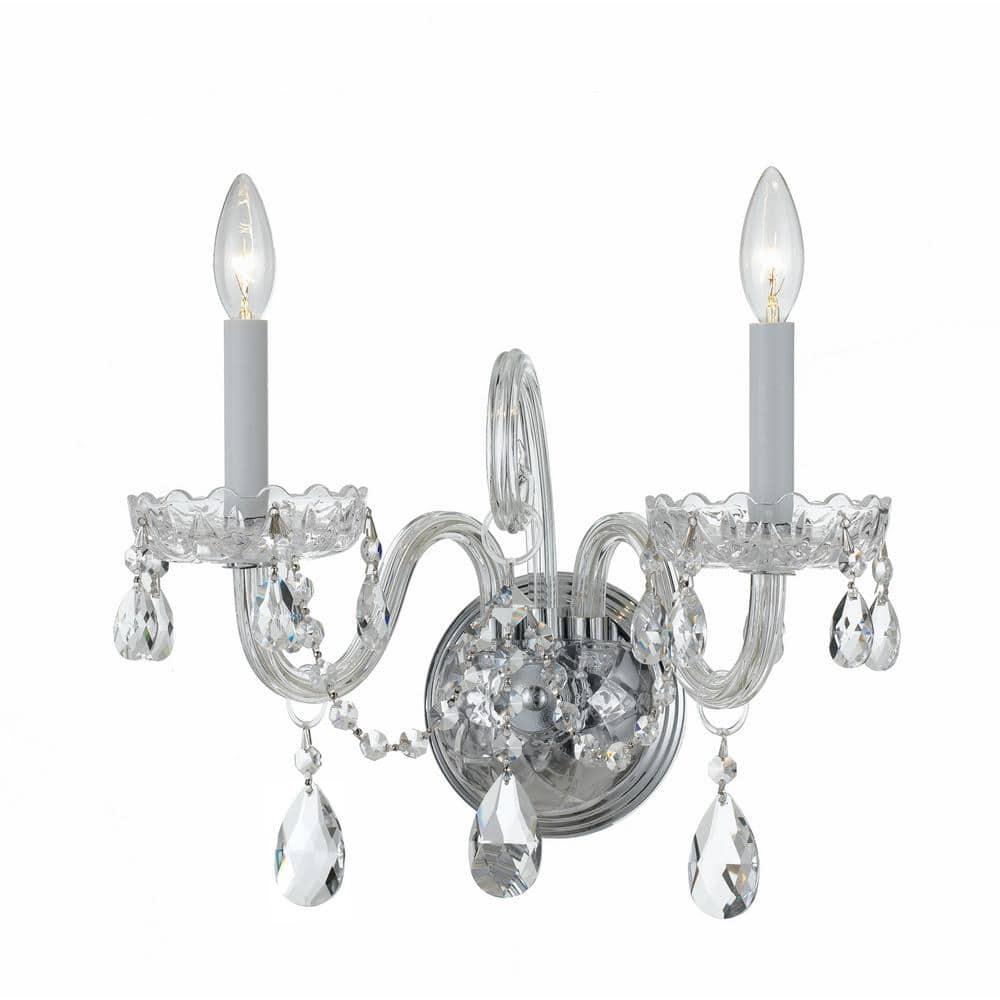 Crystorama Lighting Traditional Crystal 2 - Light Sconce in  Polished Chrome