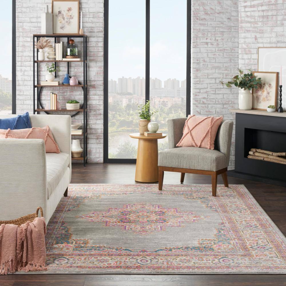 Nourison Passion Medallion Bohemian Indoor Rug Grey 8' x 10'