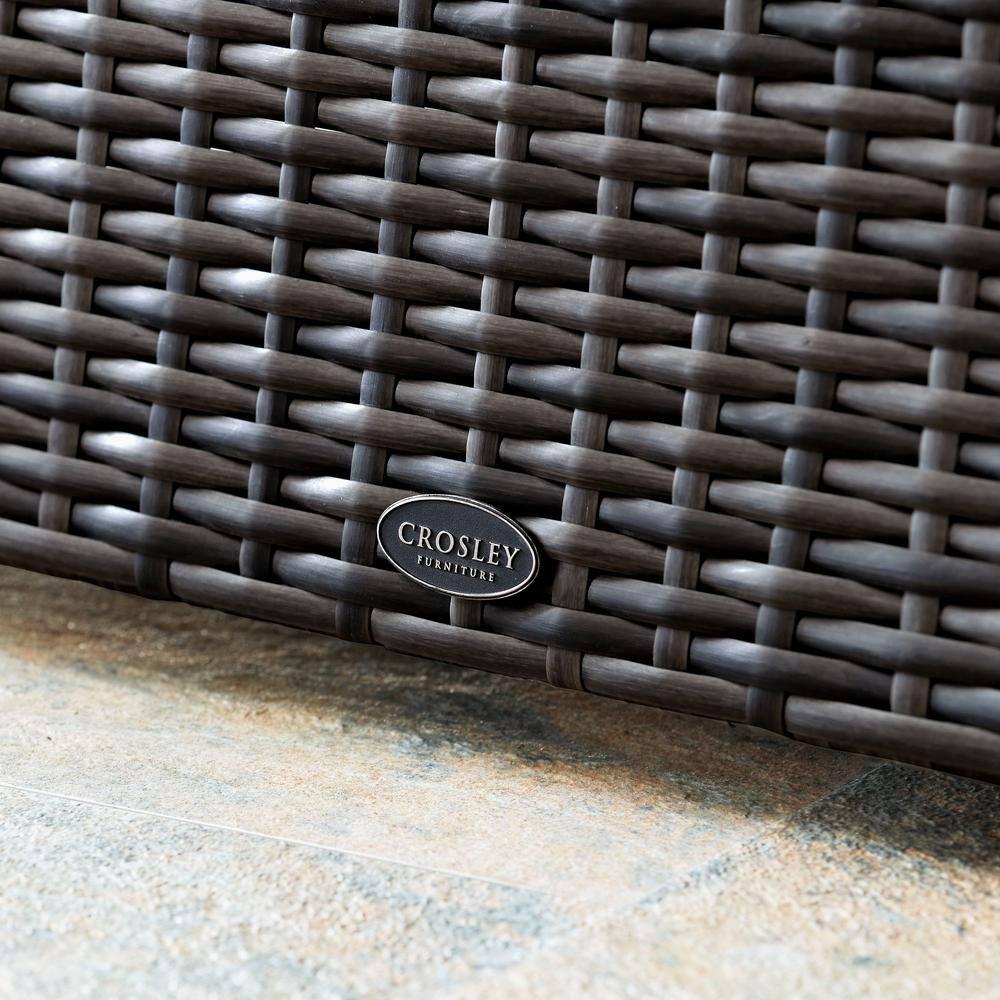 Beaufort Outdoor Steel Arm Chair Mist/Brown - Crosley: Woven Resin Wicker, Powder-Coated Frame, UV & Weather-Resistant