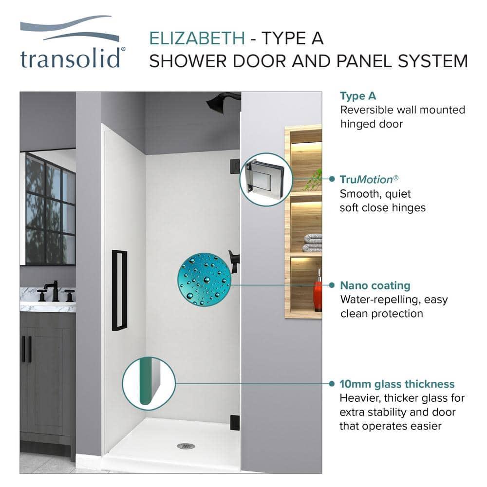 Transolid Elizabeth 24-in W x 76-in H Hinged Shower Door with Clear Glass