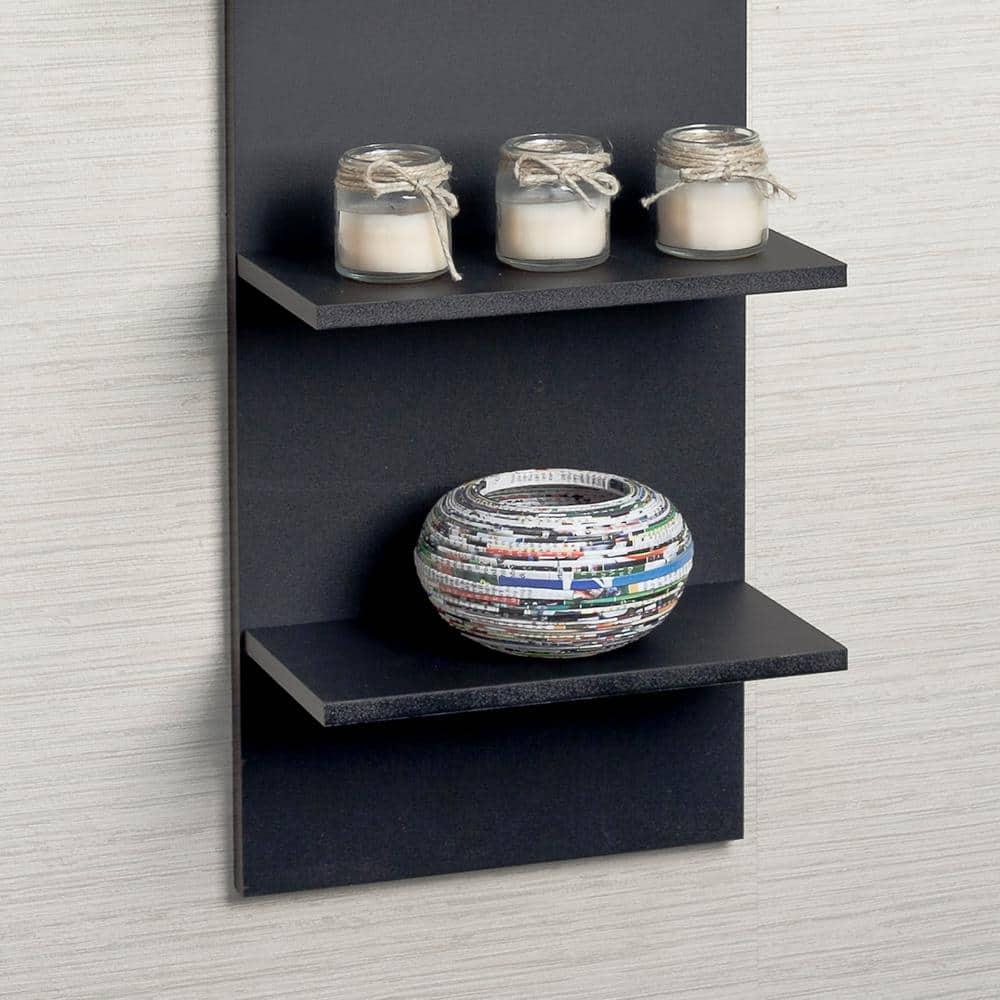 Danya B. 47" x 11.7" Wide Vertical Column Wall Shelf Black: Laminated MDF, 5-Tier Storage, Spot Clean