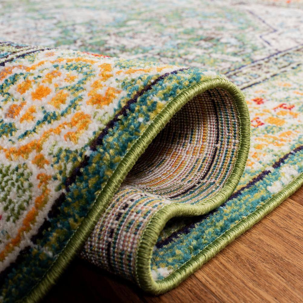 Madison MAD474 Power Loomed Indoor Accent Rug - Green/Turquoise - 3'x3' - Safavieh