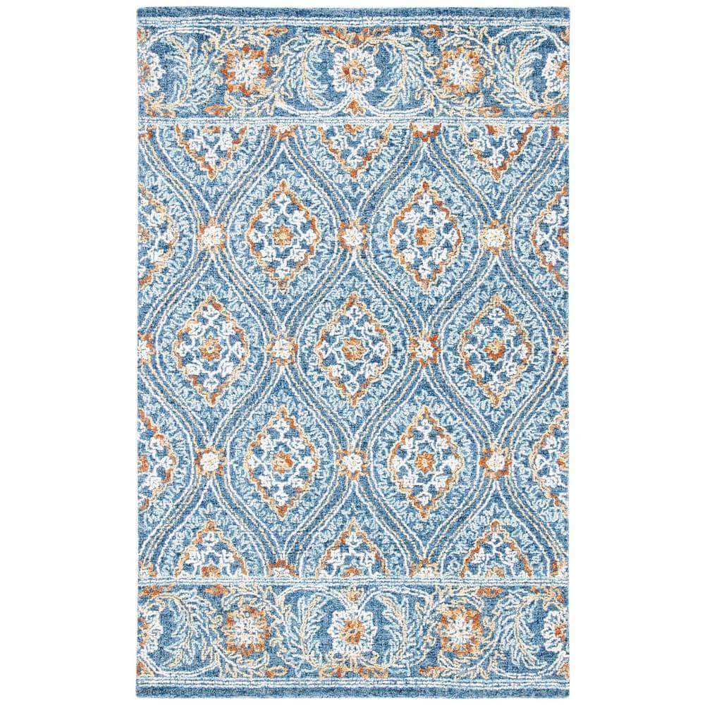 SAFAVIEH Blossom Dima Damask Area Rug, Navy/Yellow, 5' x 8'