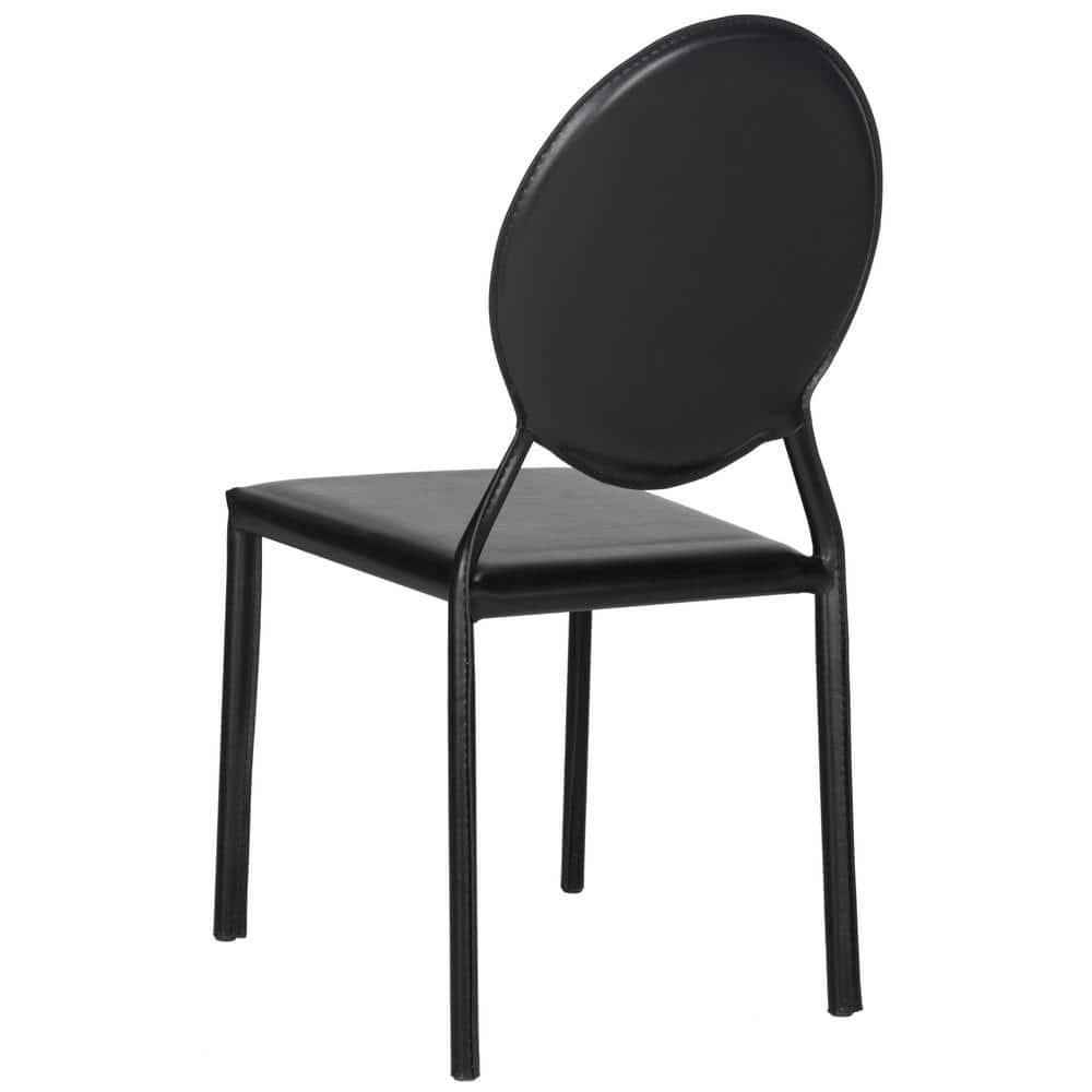 Warner Round Back Leather Side Chair (Set of 2) - FOX2018 - Black - Safavieh Couture