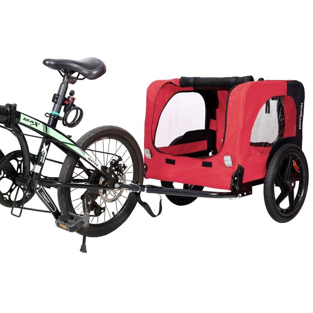 EEPHO Bicycle trailer for pets outdoor foldable red color dog trailer with reflectors and safty flag