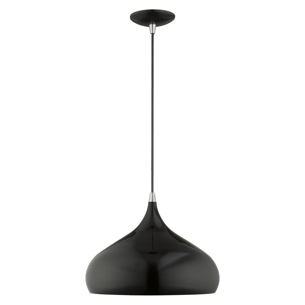 Livex Lighting Metal Shade 1 - Light Pendant in  Shiny Black