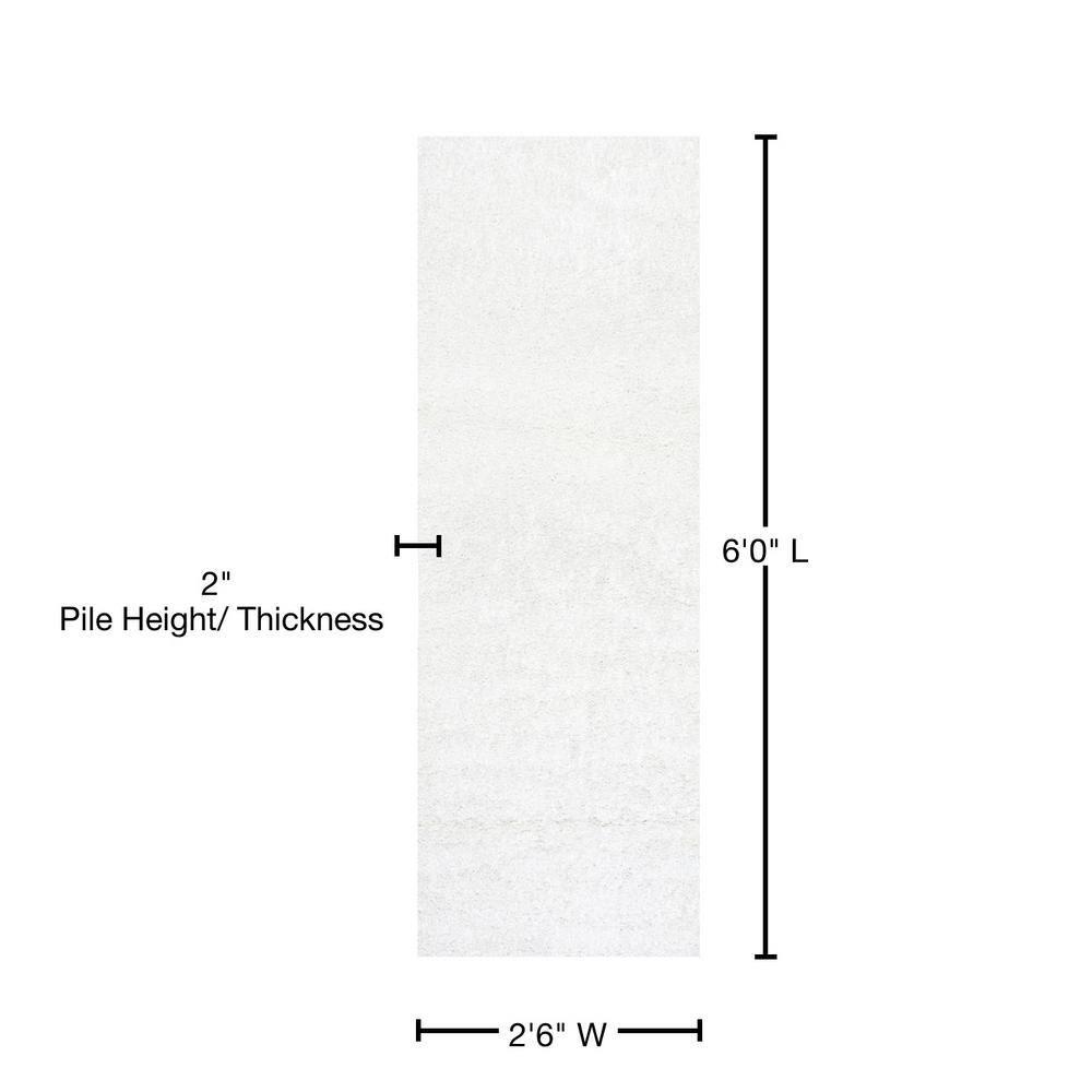 Nuloom Marleen Solid 2x6 Runner Shag Indoor Area Rug for Living Room Bedroom Dining Room Nursery Entryway Hallway, Off White
