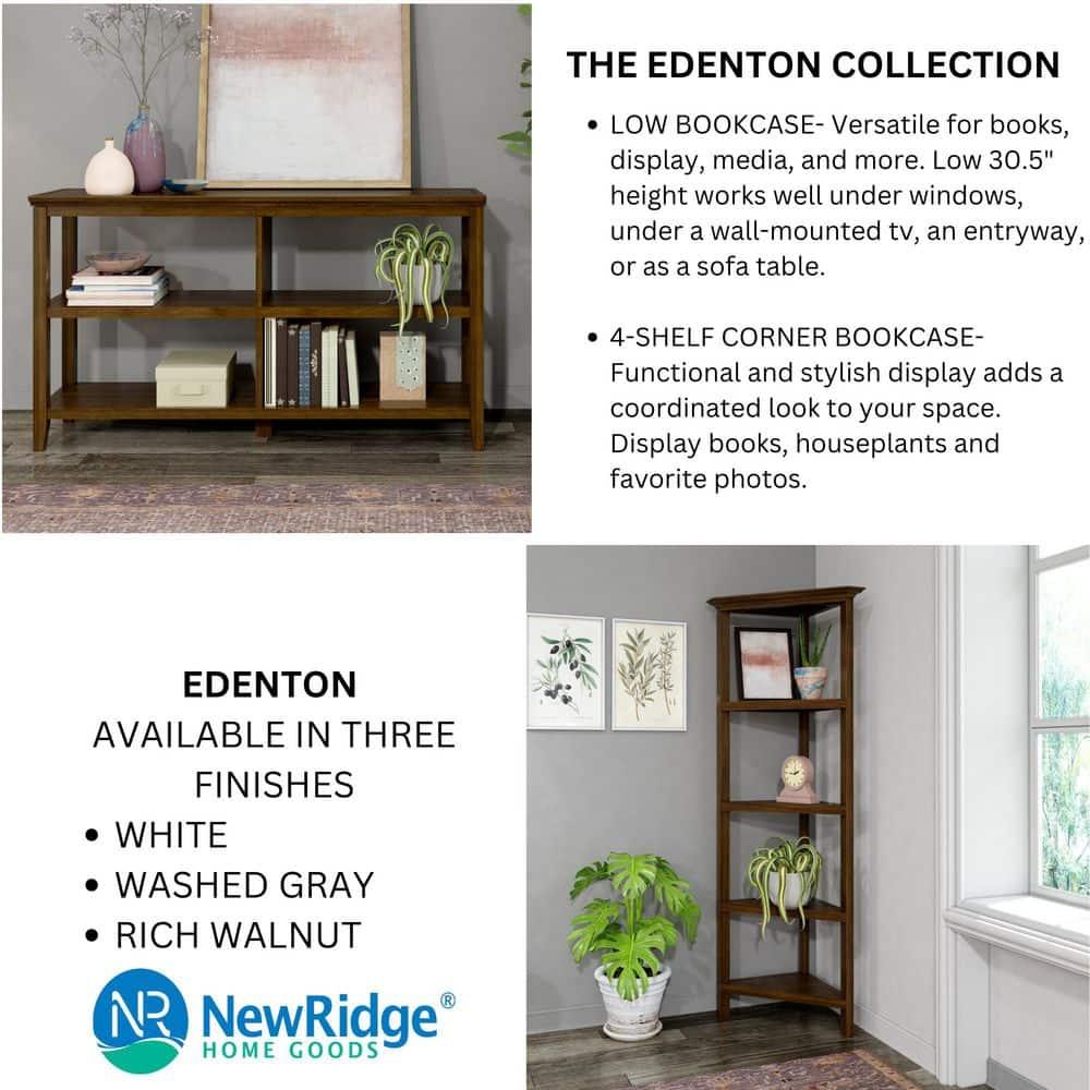 NewRidge 4-Tier Corner Wooden Bookcase Walnut