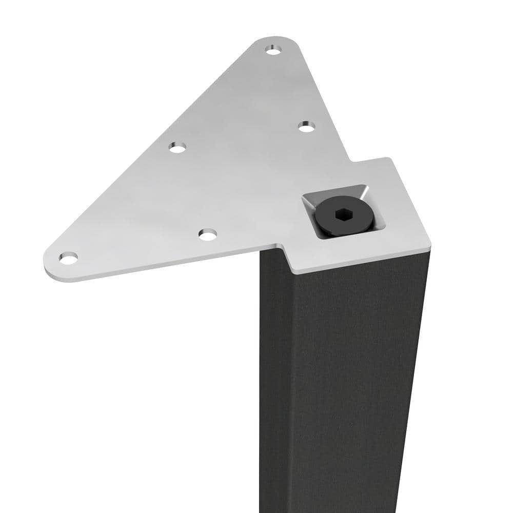 (4-Pack) 11 3/4 in. (300 mm) Matte Black Metal Square Furniture Leg with Leveling Glide