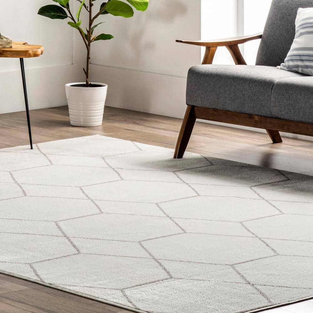 Nuloom Veronica Geometric 5x8 Indoor Area Rug for Living Room Bedroom Dining Room Kitchen, Beige/Ivory