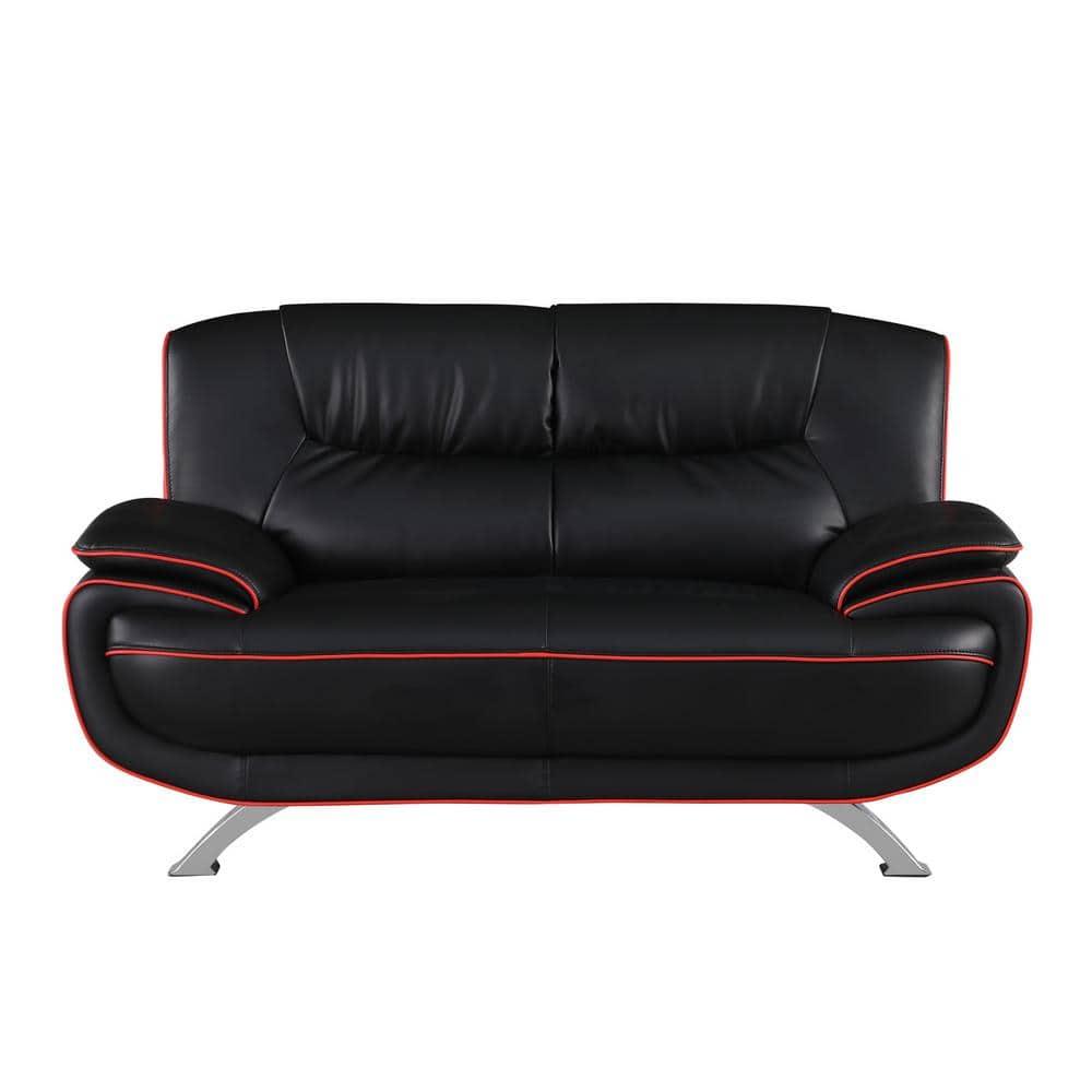 Sleek Leather Loveseat, Black - 40 in.