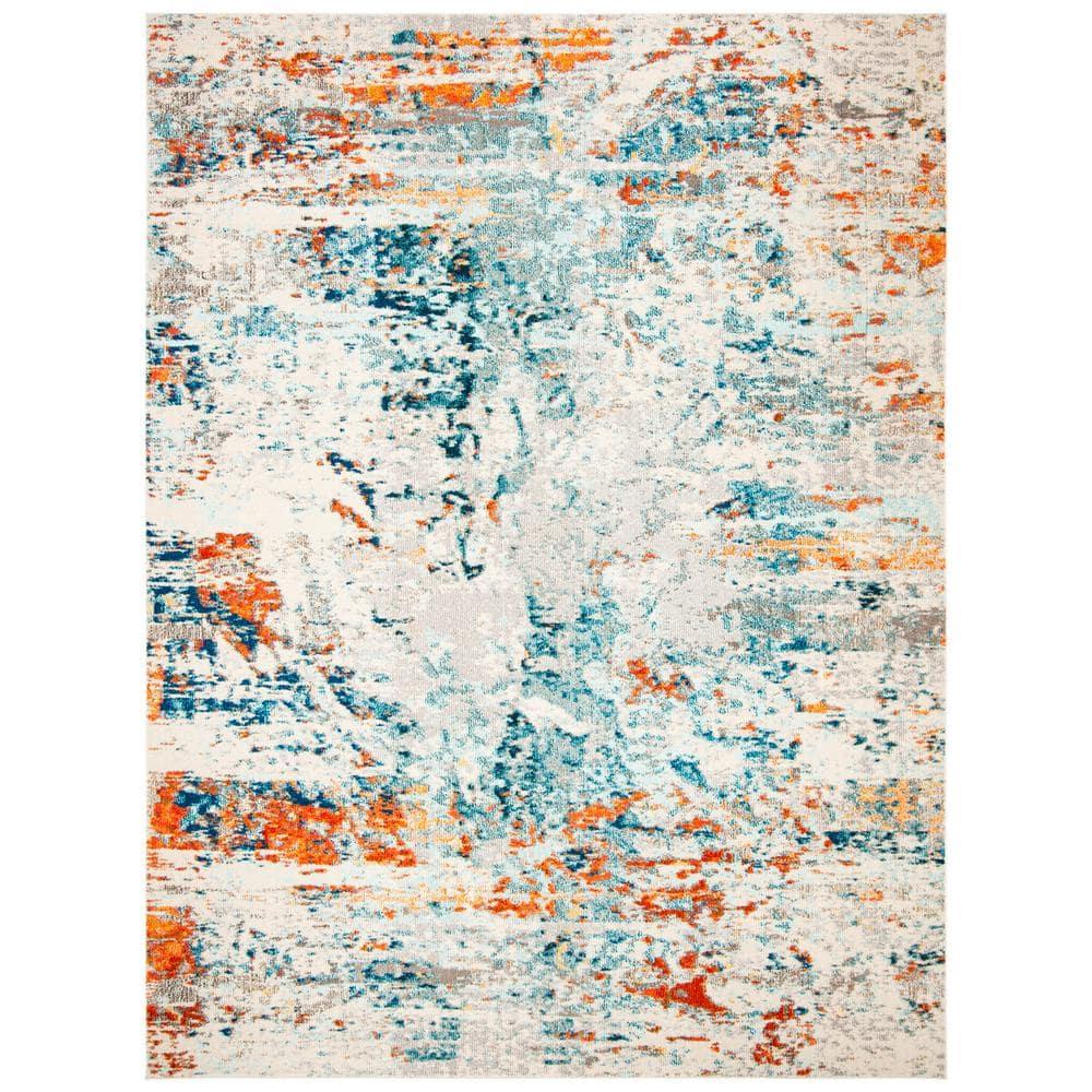 Madison MAD478 Power Loomed Indoor Area Rug - Cream/Orange - 8'x10' - Safavieh