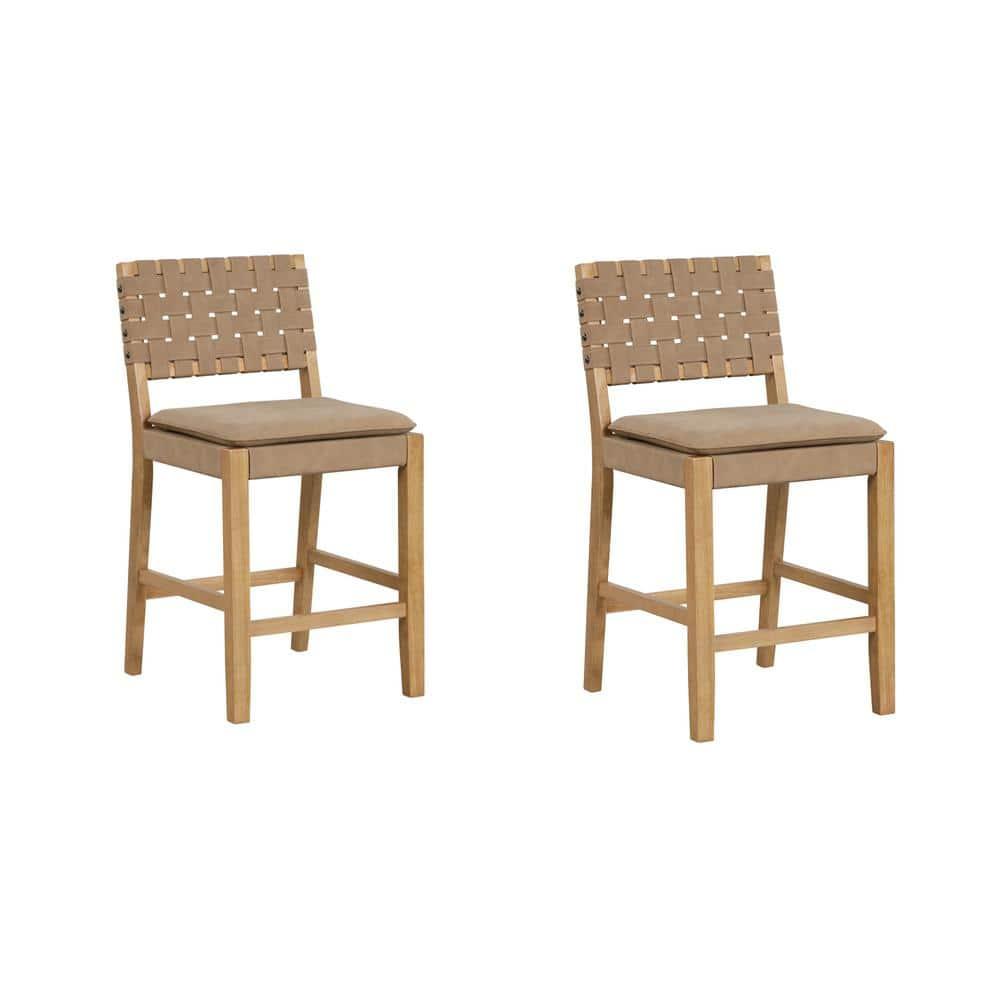 Arleatha Upholstered 24'' Counter Stool with Solid Wood Frame