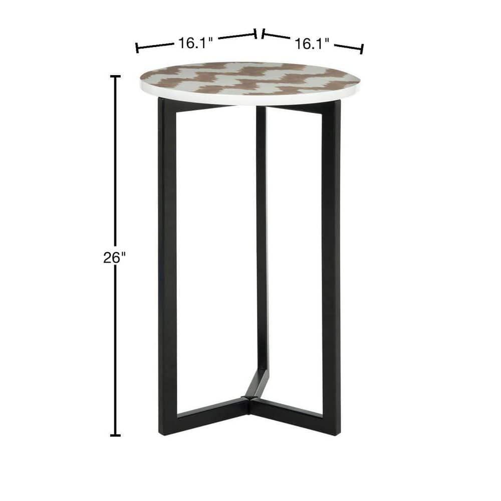 SAFAVIEH Zaira Contemporary Lacquer End Table, Warm Grey/White