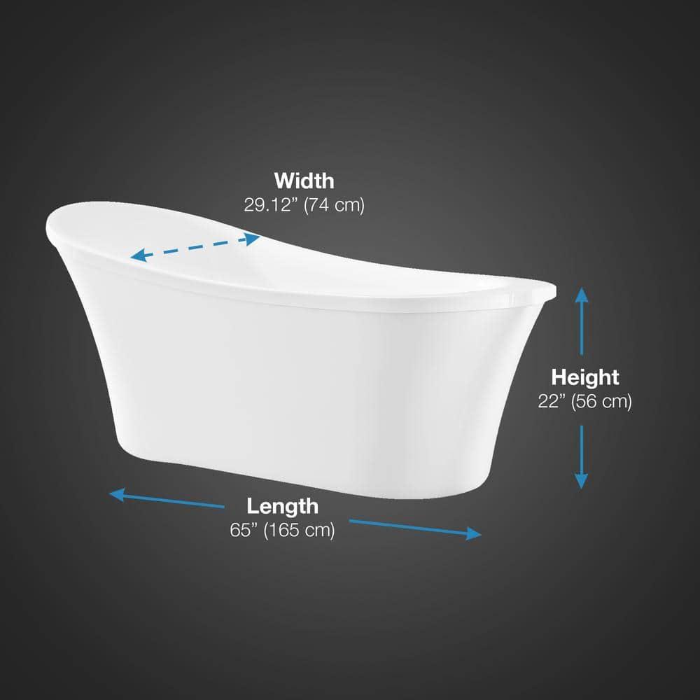 Ruby 65'' x 29.13'' Freestanding Soaking Acrylic Bathtub