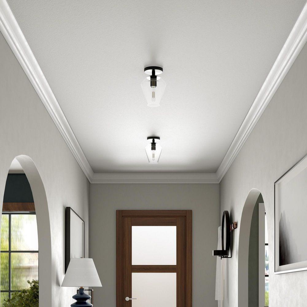 Evelyn&Zoe 7" Black Semi Flush Mount