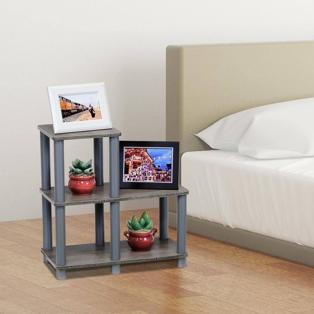 Furinno 14032GY / GY Turn - N - Tube Accent Decorative Shelf, French Oak / Grey