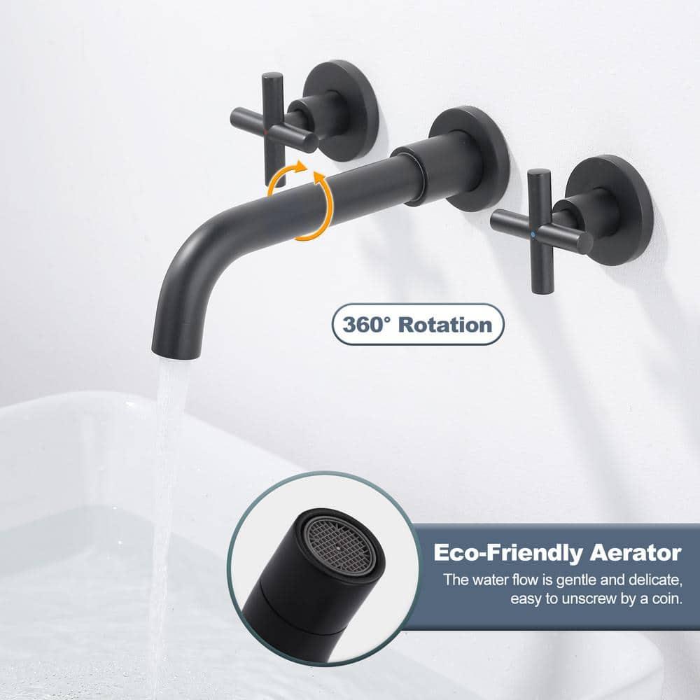 2-Handle 3-Hole Wall Mounted Roman Tub Faucet With 360° Swivel Spout