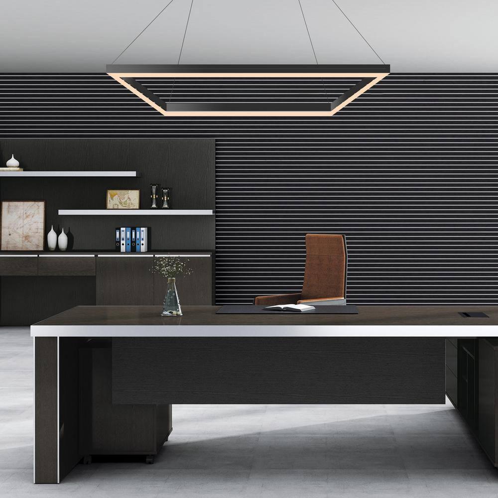 Nero 23.63" Square Contemporary Modern Metal Integrated LED Pendant Light, Black