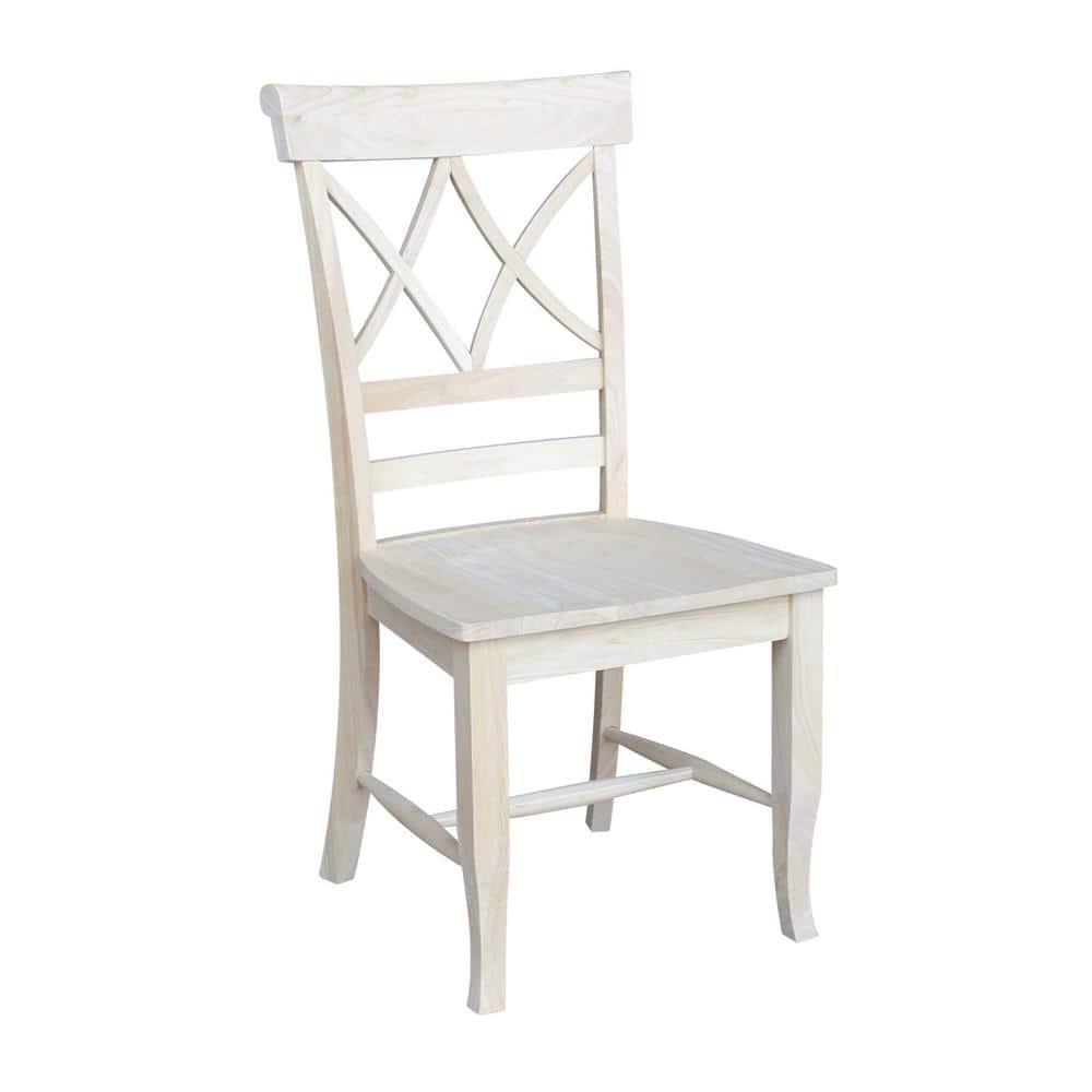Set of 2 Lacy Dining Chair - Unfinished - International Concepts: Solid Wood, Parawood, Armless
