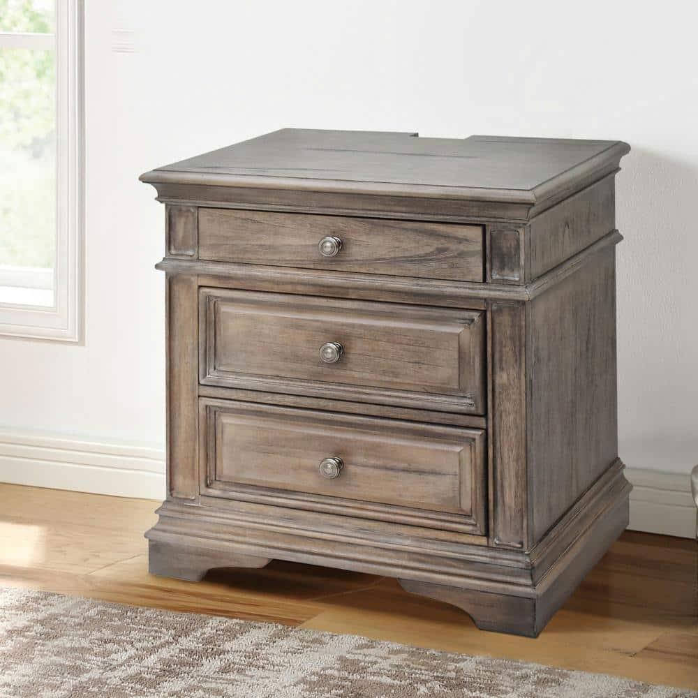 Highland Park Driftwood Gray Wood 3-drawer Nightstand