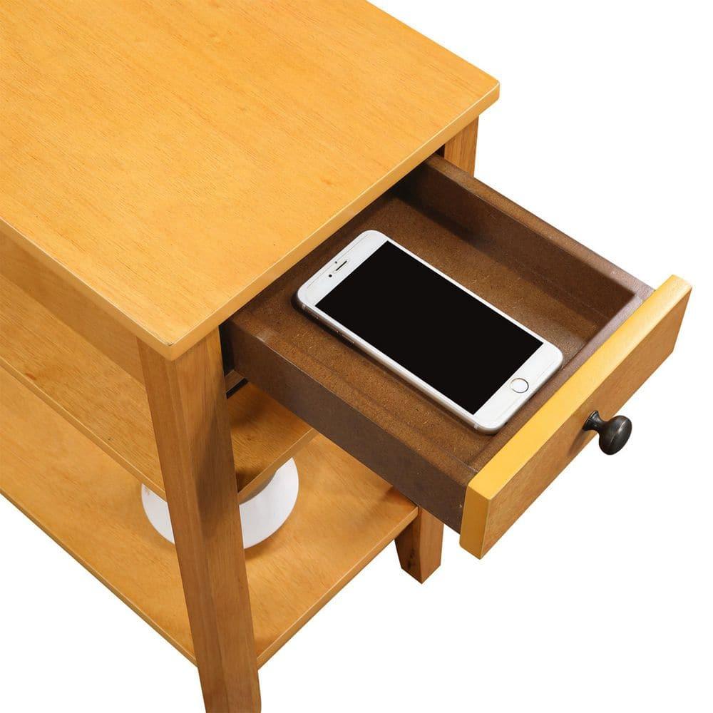 Convenience Concepts American Heritage End Table/Charging Station, Natural