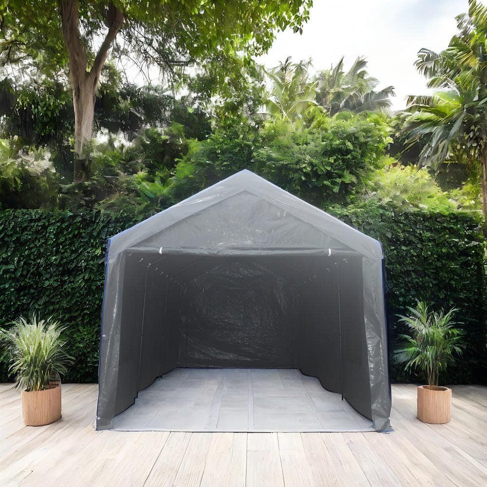 10x20 Feet Canopy with Sidewalls Canopy Tent Car Port Portable Garage Heavy Duty Tent (Gray)