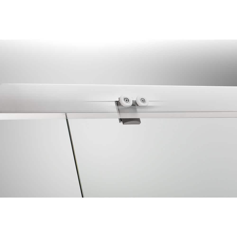Whiston 32 In. x 56-15/16 In. Pivot Bath Screen in Silver Frame Finish with Smooth/Clear Glass Texture Tub Door