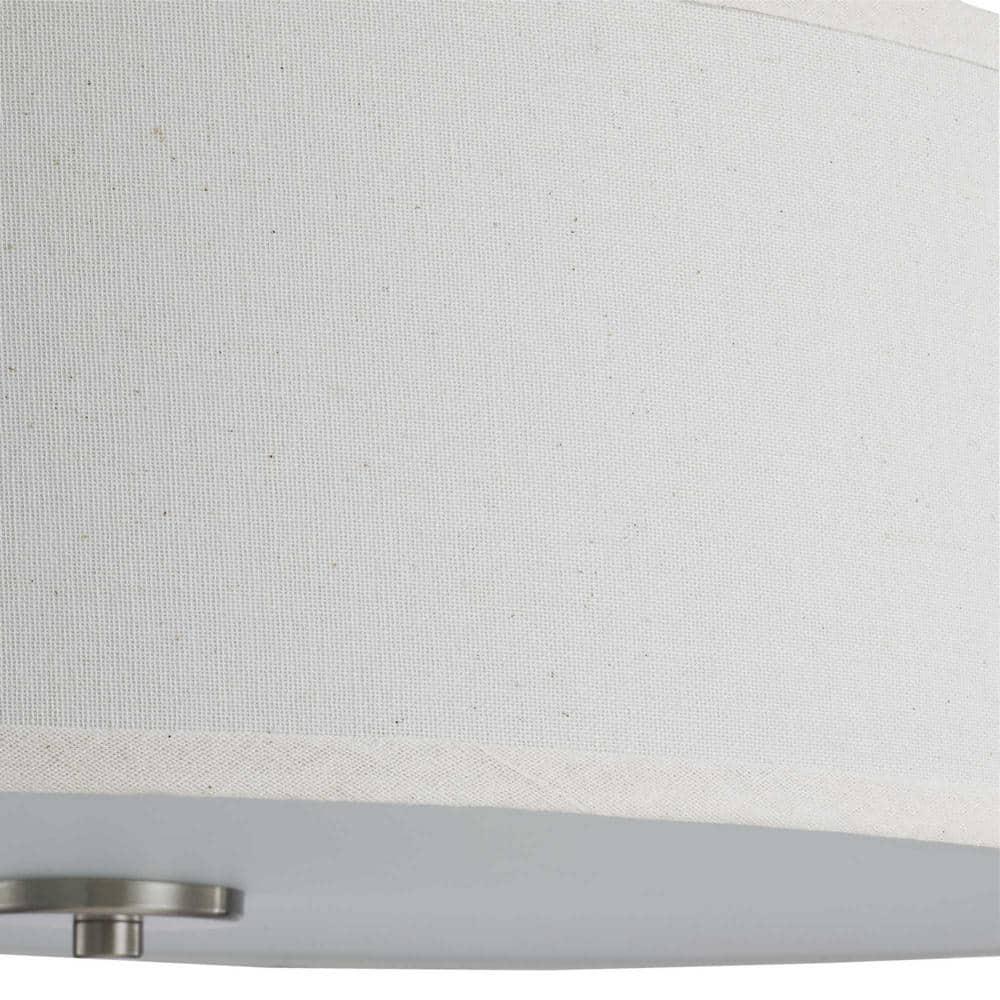 Progress Lighting Inspire 3-Light Semi-Flush Mount, Brushed Nickel, Off-White Linen Shade