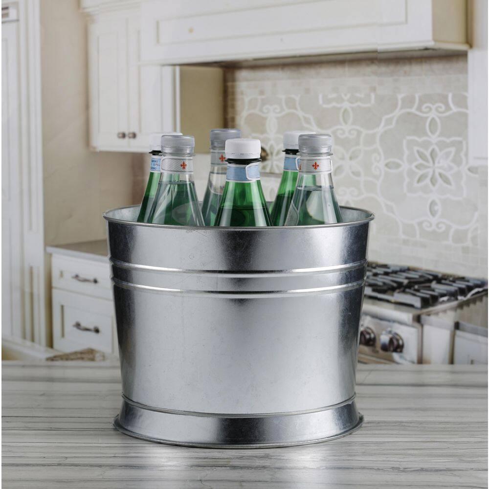 Clear Glass Beverage Dispenser with Galvanized Base and Infuser