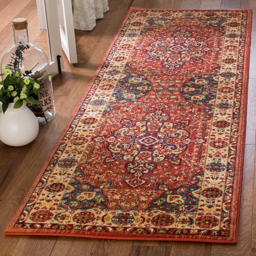 Kashan KSN305 Power Loomed Runner Rug - Red/Ivory - 2'6"x8' - Safavieh