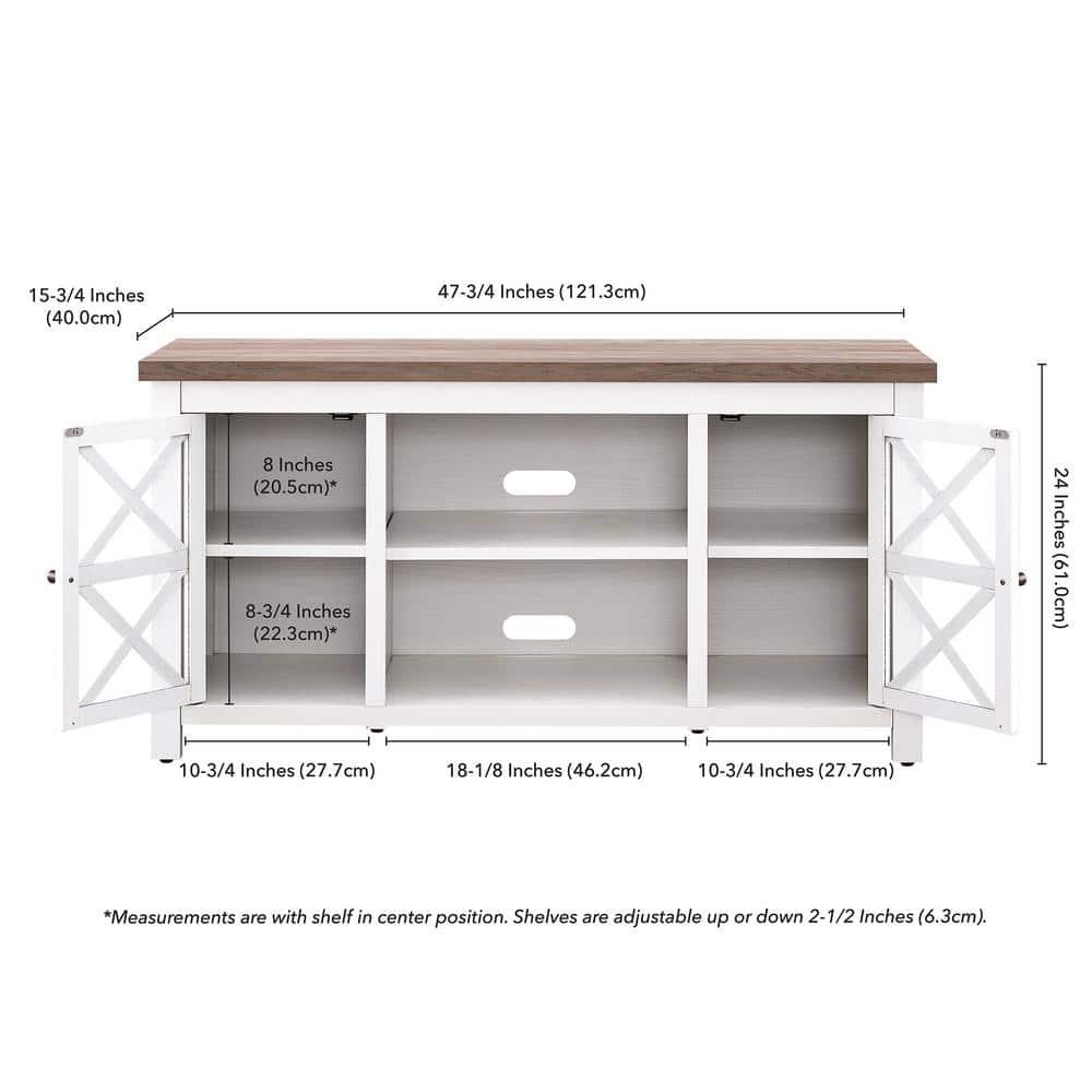 Evelyn&Zoe Colton Rectangular TV Stand for TV's up to 55", White/Gray Oak