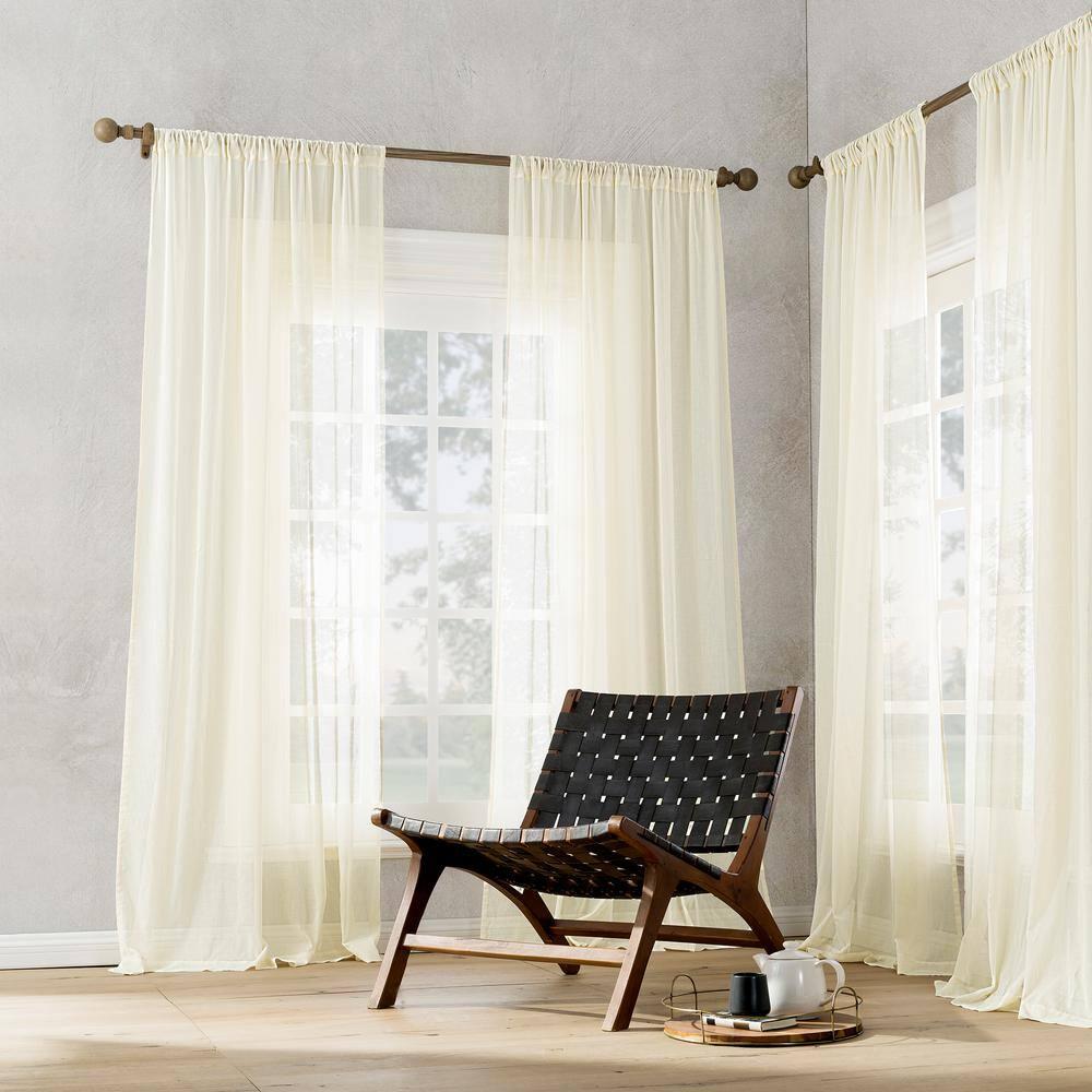 50"x96" Archaeo Sheer 100% Cotton Curtain Panel Cream