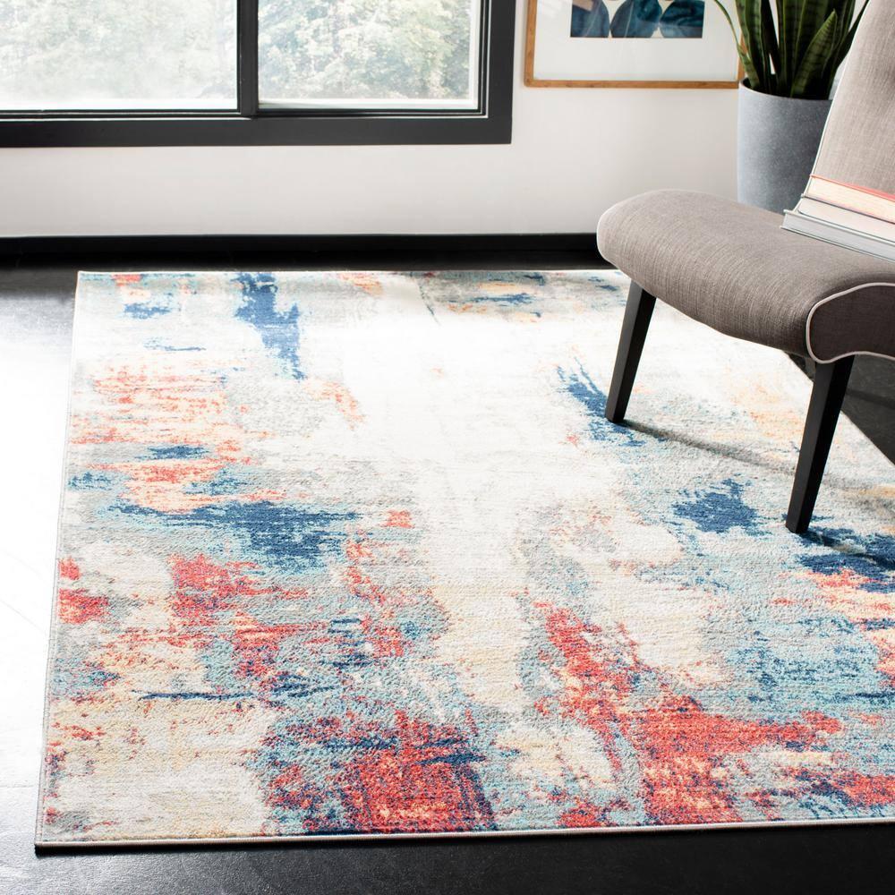 Jasper JSP101 Power Loomed Area Rug - Grey/Red - 8'x10' - Safavieh