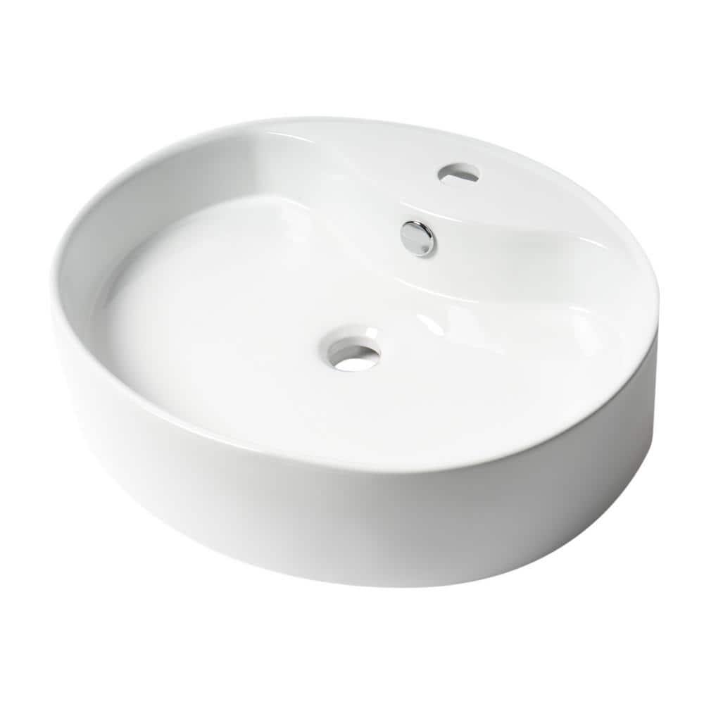 Alfi Brand 18.13'' White No Oval Bathroom Sink with Overflow