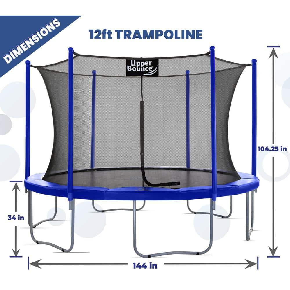 Machrus Upper Bounce 12 FT Round Trampoline Set with Safety Enclosure System – Backyard Trampoline - Outdoor Trampoline for Kids - Adults