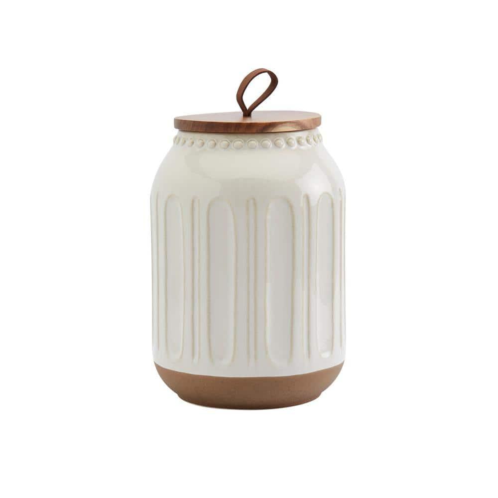 Tabletops Gallery On the Counter 3PC Ziggy Canisters With Acacia Wood Lid
