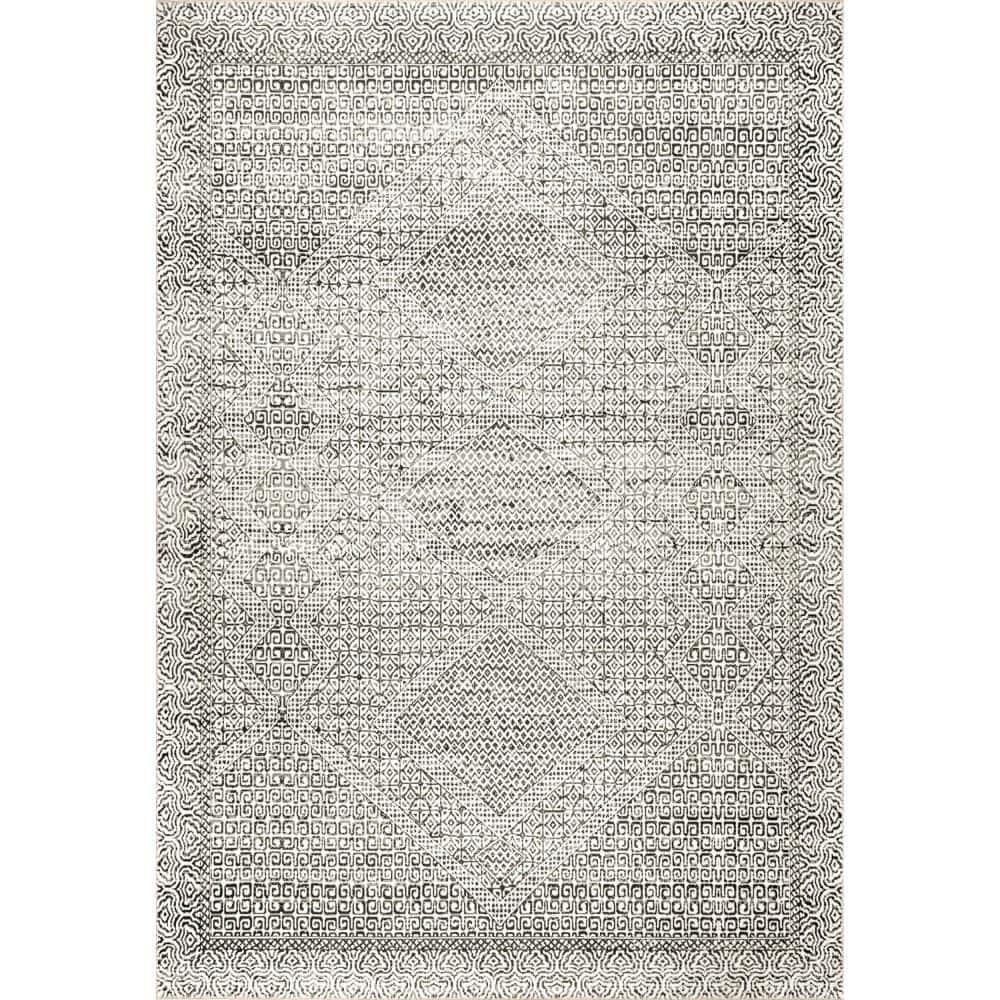 Nuloom Hart Medallion 2x3 Machine Washable Accent Indoor Area Rug for Living Room Bedroom Dining Room Entryway Kitchen, Grey/Ivory