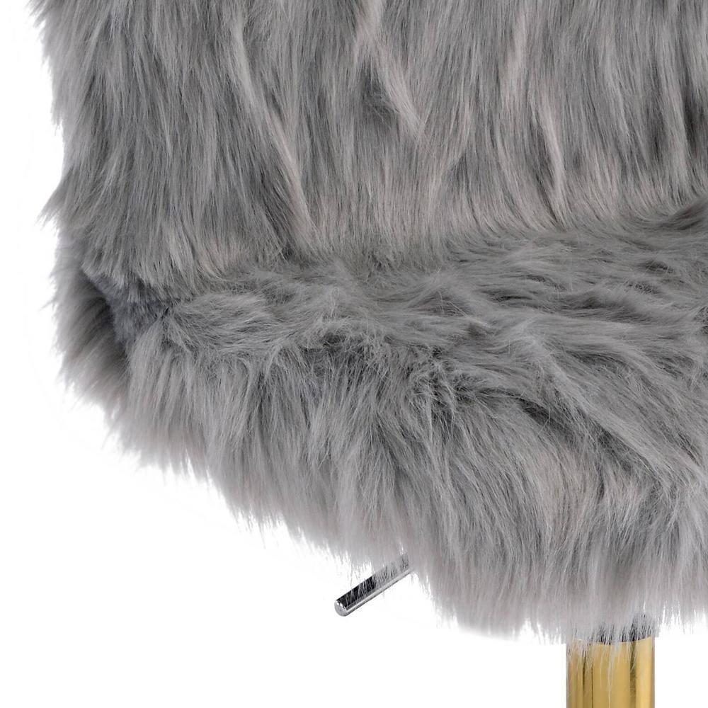 23" Arundell Accent Chair Gray Faux Fur/Gold Finish - Acme Furniture