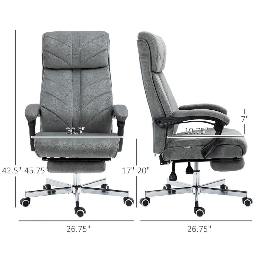 Vinsetto High-Back Ergonomic Office Chair with Footrest, Microfiber Computer Chair with Reclining Function and Armrest, Executive Office Chair, Gray