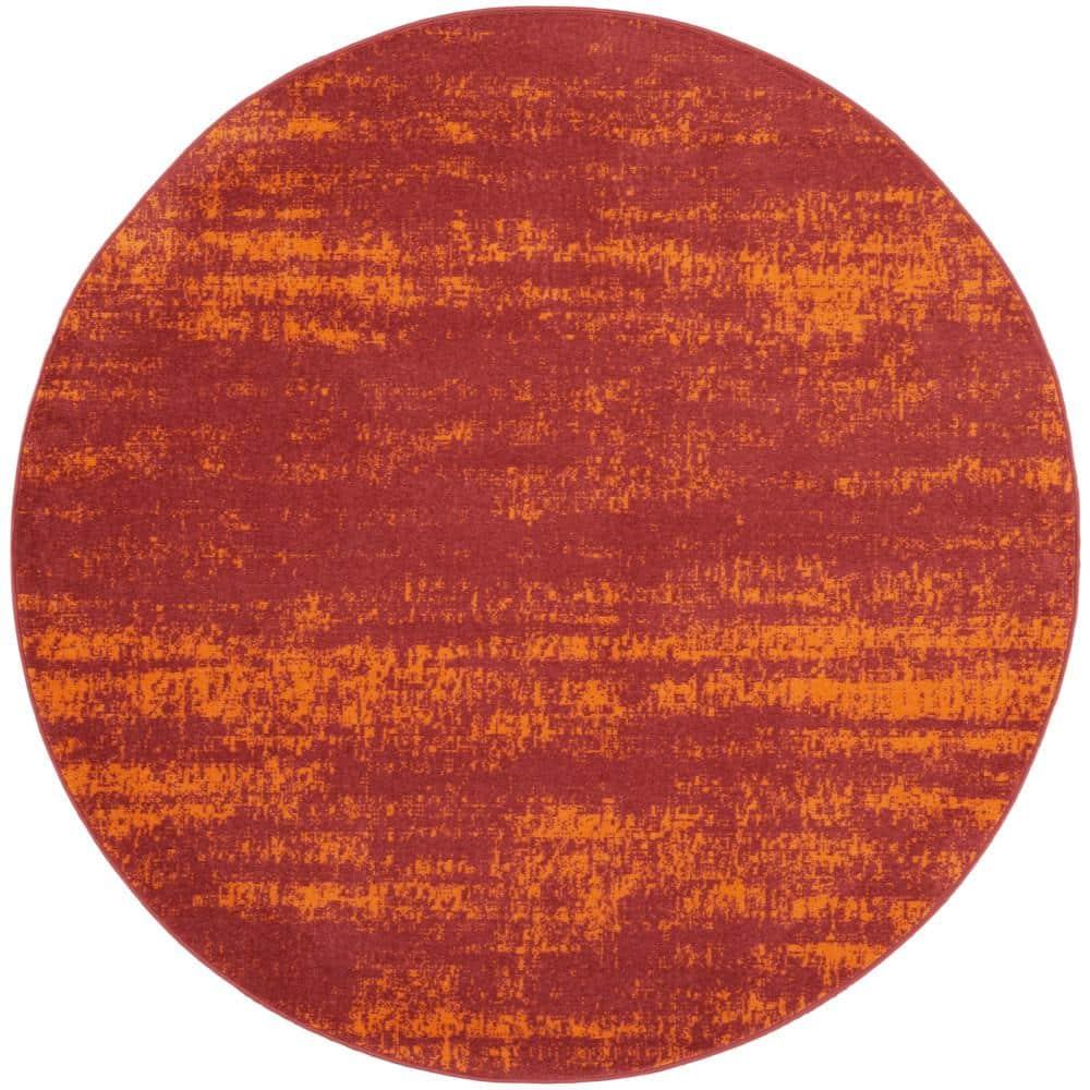 Nourison Essentials 4' x round Red Modern Indoor/Outdoor Rug