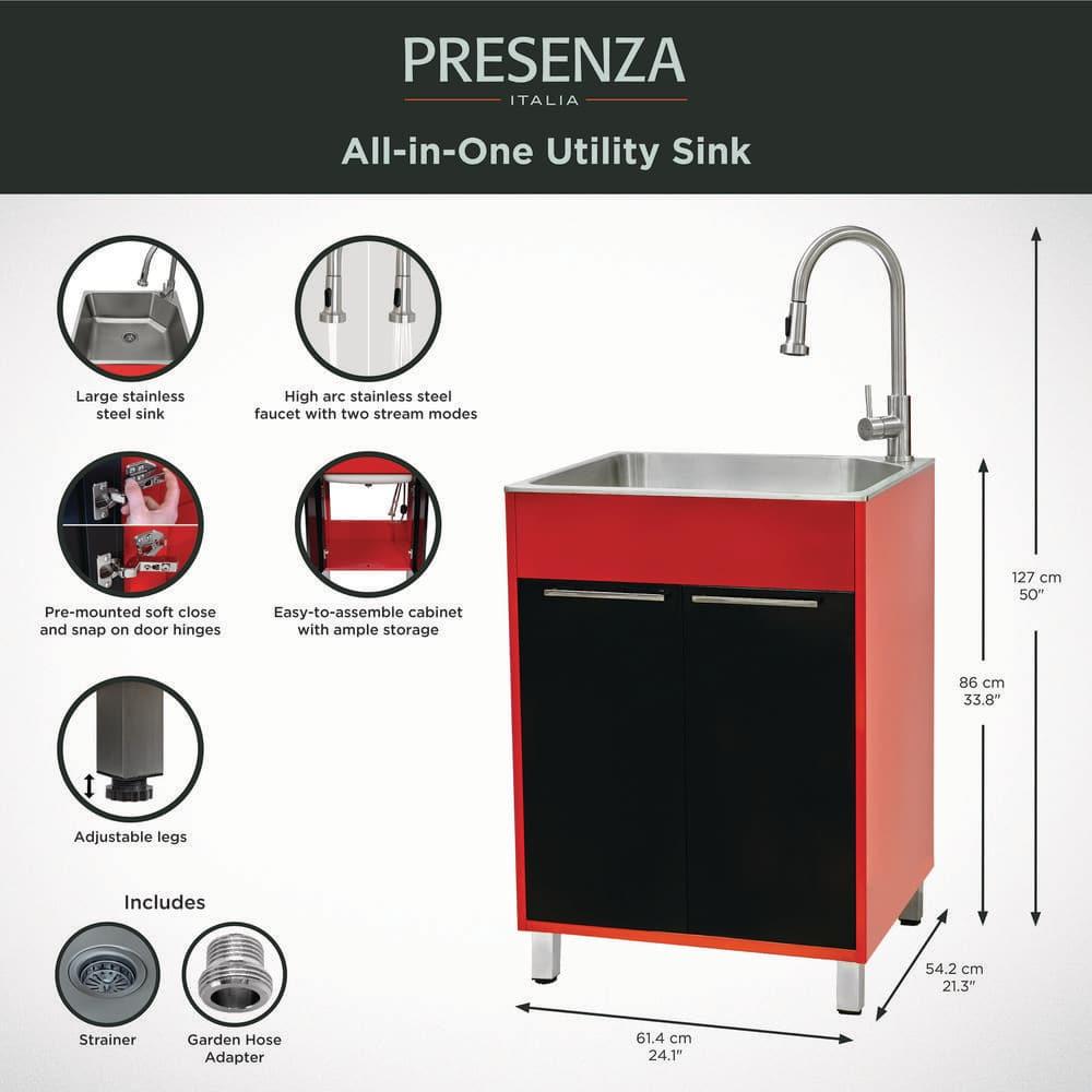All-In-One 24.1" L x 21.3" W Free Standing Laundry Sink with Faucet