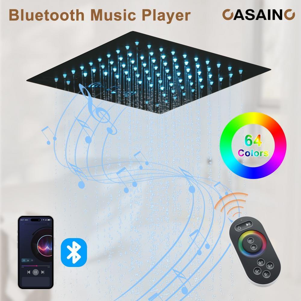 3 Functions 12 Inch Ceiling Mounted Thermostatic Shower System with 6 Body Jets