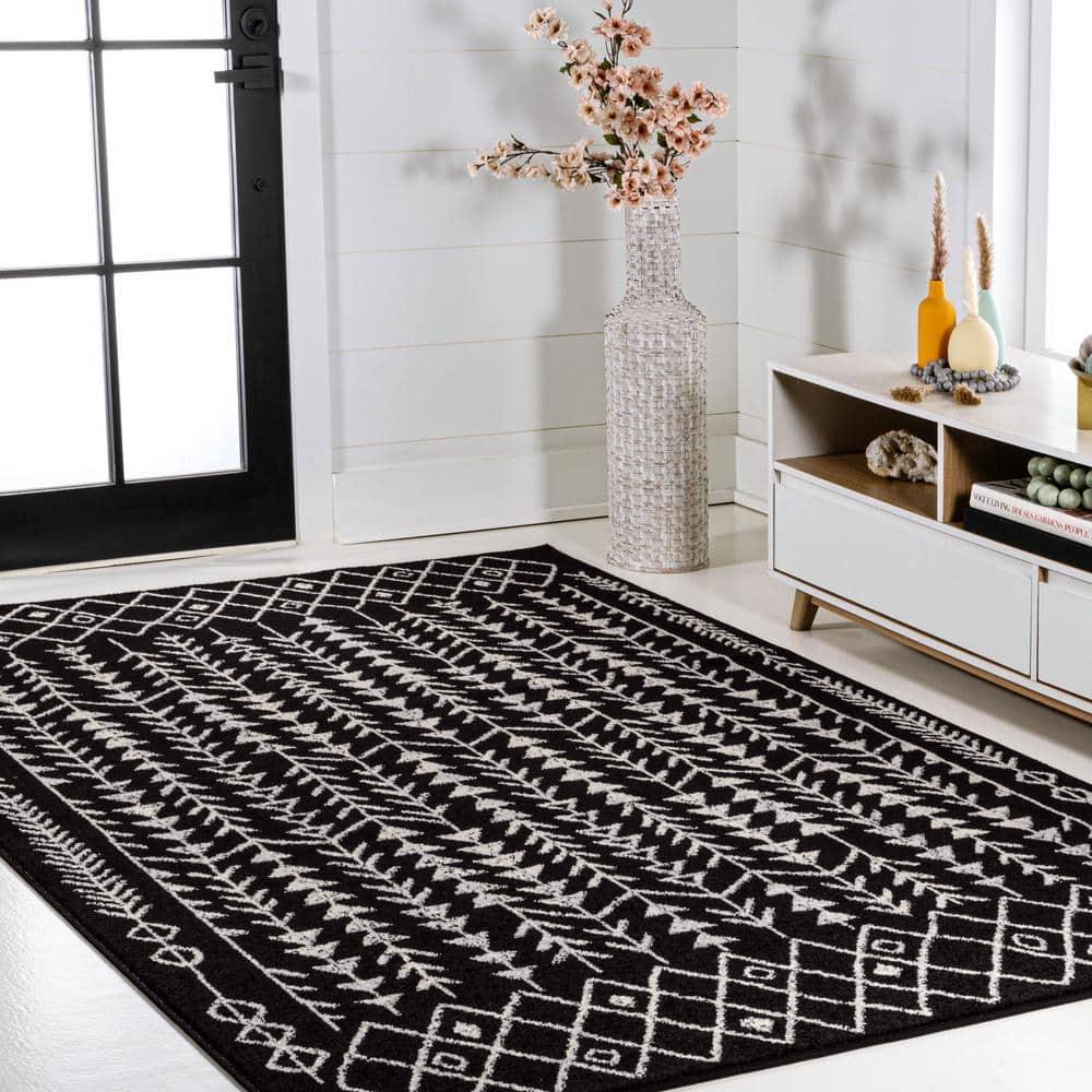JONATHAN Y Ziri Moroccan Geometric Black/Cream 3 ft. x 5 ft. Area Rug