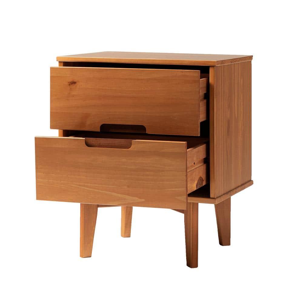 Mags Solid Wood Groove 2-Drawer Nightstand